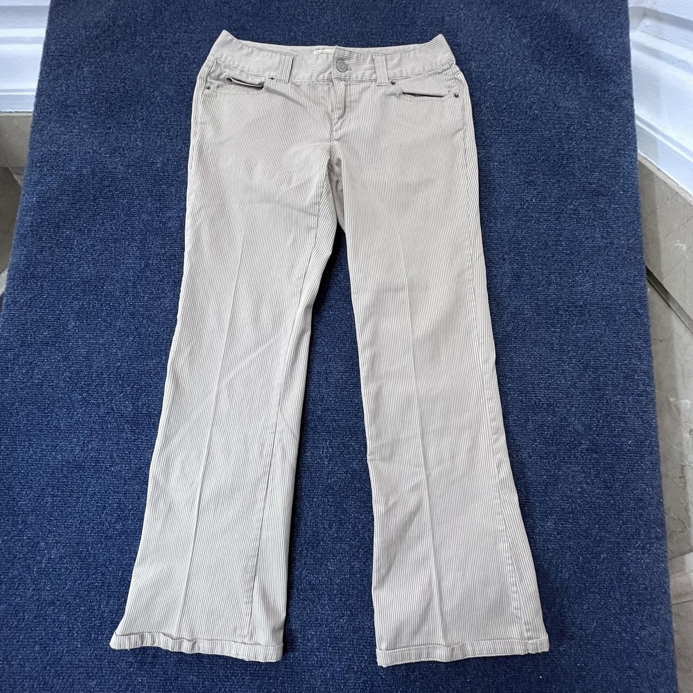 Michael Michael Kors Pants Womens 8 Beige Pinstripe Bootcut Zip Pocket Flap Back